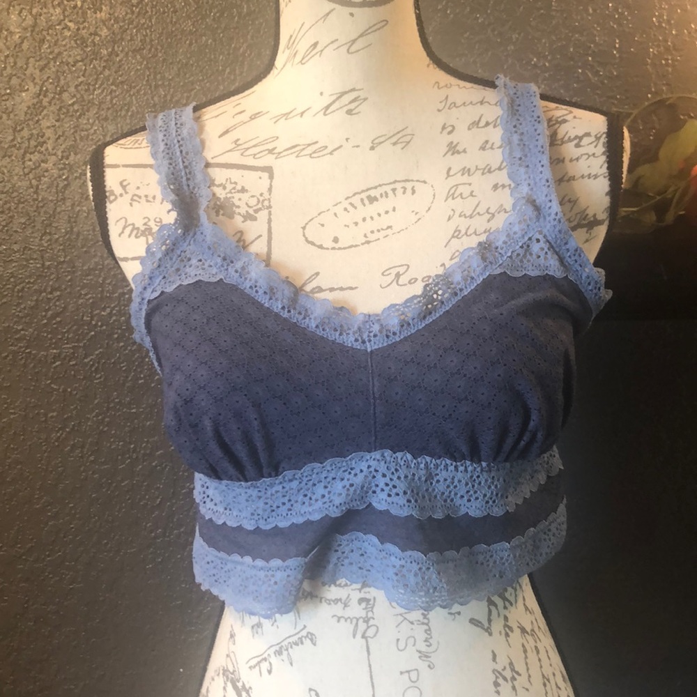 🌹Aerie Bralette Lg Two tone blue lace